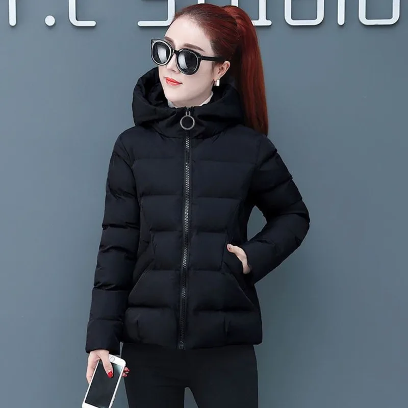 

Hood Padded Winter Puffer Autumn Warm Short Jacket Female Coat Women Tops Loose Fashion Parka Coats Outerwear Snow Wear Harajuku