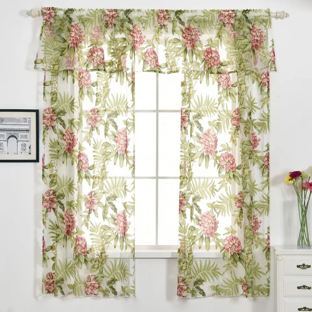 Занавеска NAPEARL Valance с цветочным рисунком зеленая короткая для кухни набор