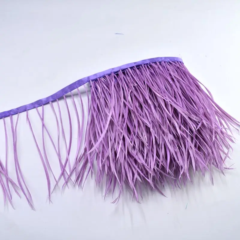 purple 1 м кожа розовый гусиные перья отделка бахрома швейная одежда 6-" DIY натуральные волосы перья ленты вечерние свадебные украшения - Цвет: purple