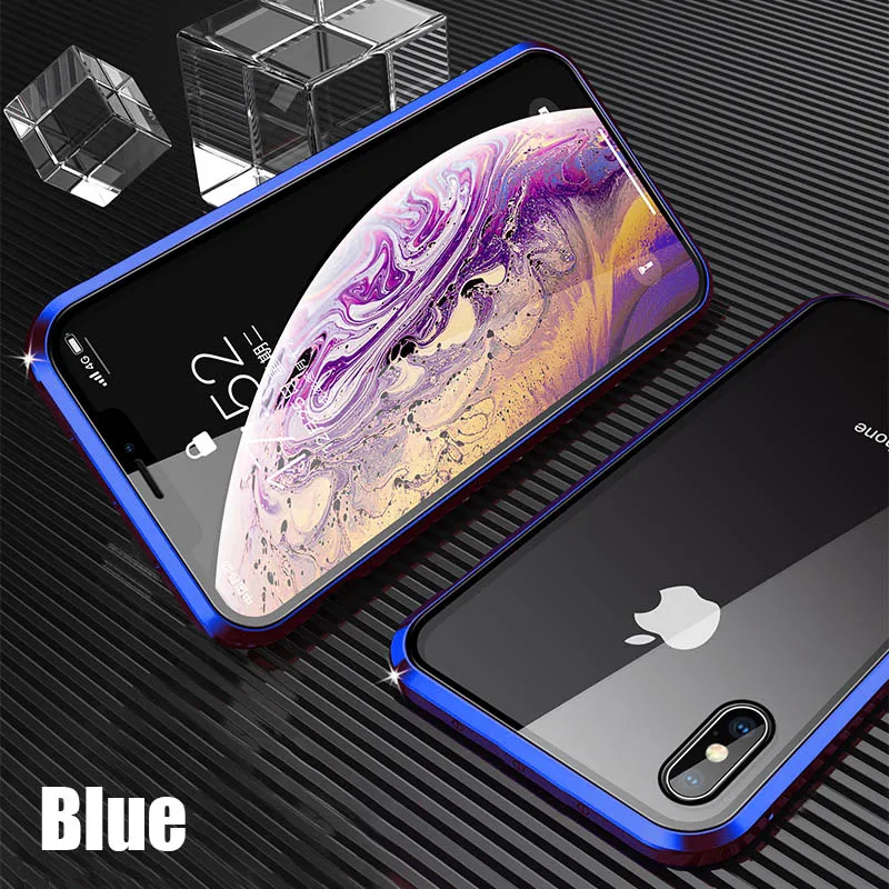 360 магнитная сила для iPhone 7 6s Plus чехол из закаленного стекла для iPhone 7 8 Plus X чехол для iPhone XS чехол для MAX XR - Цвет: 07