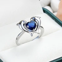 new original 925 sterling silver cute double dolphin heart shaped zircon ring 2020 woman diy fine jewelry mothers day gifts hot