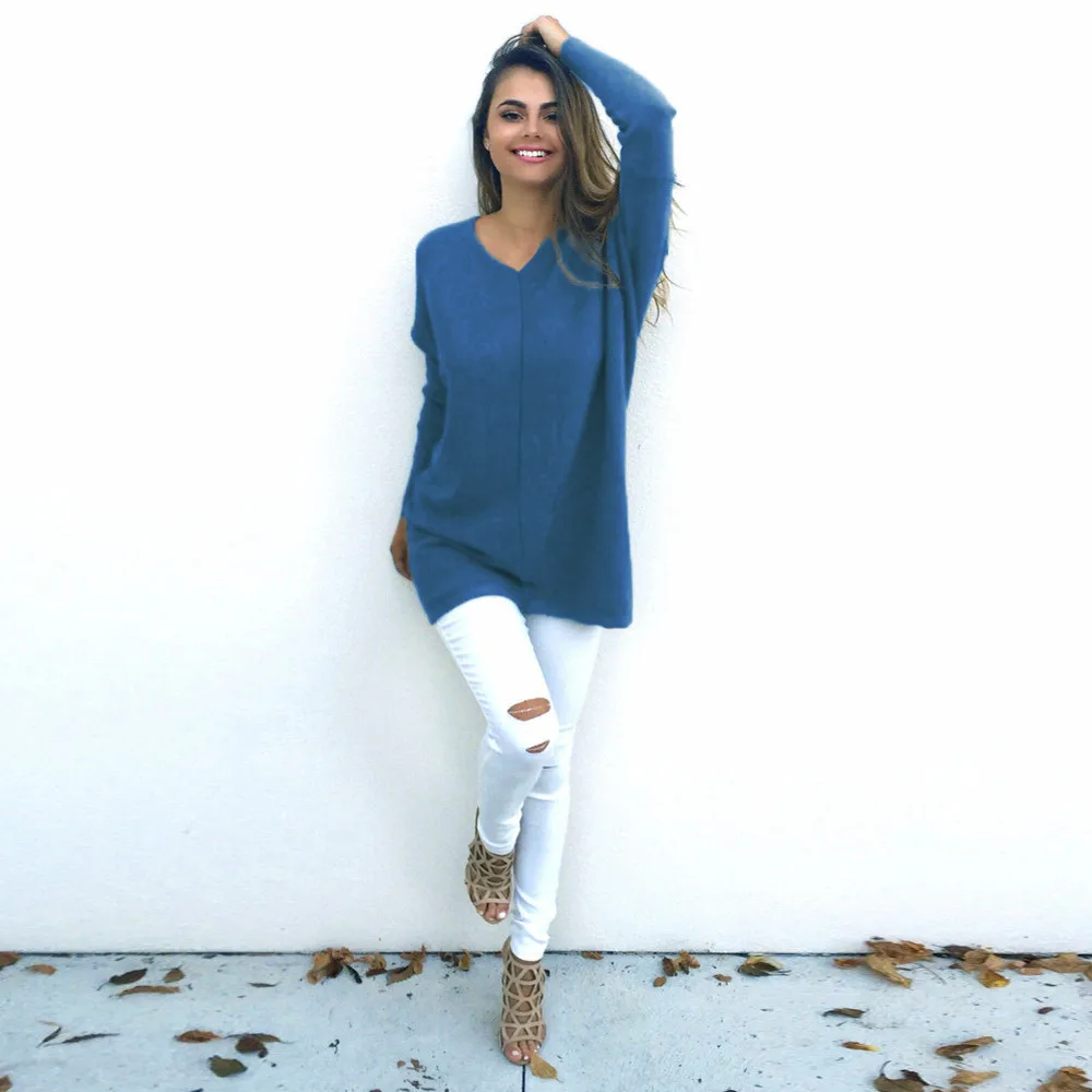 Модный женский свитер сексуальный Повседневный джемпер с длинным рукавом