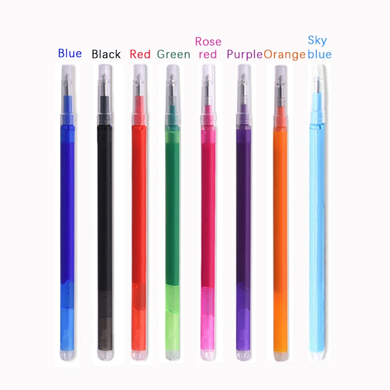 

0.5mm Erasable Pen Refill Slide Press Washable Handle Blue Black 8 Color Ink Stationery Rods Retractable Erasable Gel Pens Tools