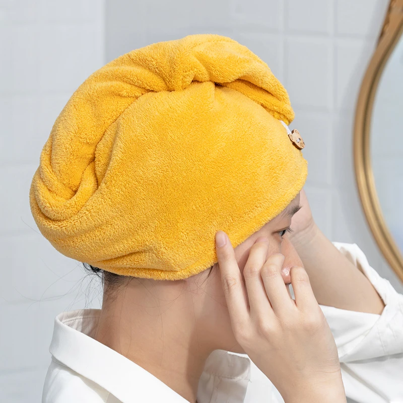 

Girl's Hair Drying Hat Quick-dry Hair Towel Cap Hat Bath Hat Microfiber Solid Towel Cap Super Absorption Turban Hair Dry Cap