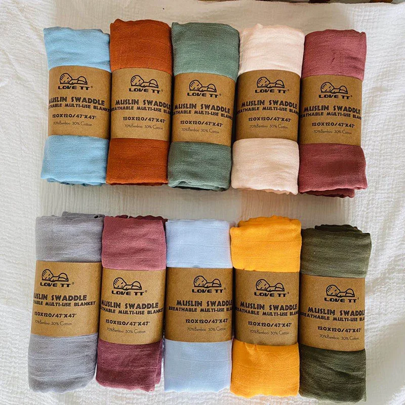

120x120cm Bamboo Baby Bath Towel Muslin Cloth Kid Bathrobe Child Blanket Wrap for Newborn Infant Toddler Boy Girl Gauze Cotton