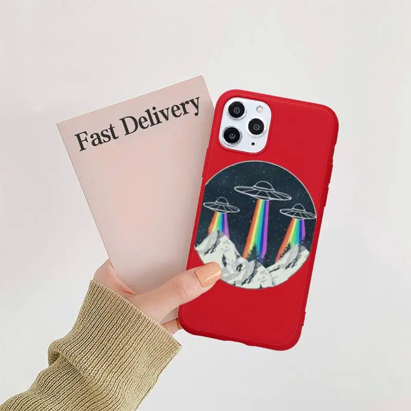 

Cute Cartoon Astronaut Moon Phone Case Candy Color Red for iPhone 11 12 pro XS MAX 8 7 6 6S Plus X 5S SE 2020 XR