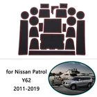 Для Nissan Patrol Y62 2011  2019 Armada резиновый противоскользящий коврик для двери Groove подстаканник для телефона подушка для Coaster ворота Слот автомобильные аксессуары