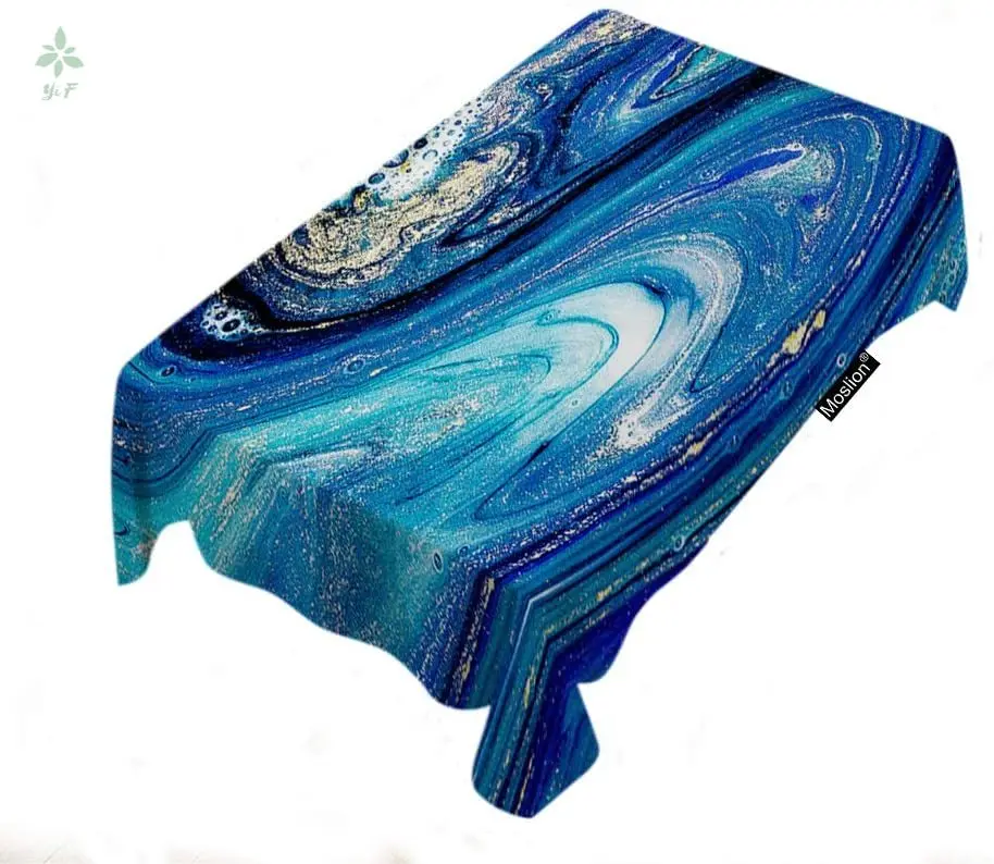 

Abstract Ocean Swirls Marble The Ripples Of Agate Beautiful Blue Paint Rectangle Tablecloth Picnic Table Cover For Kitchen