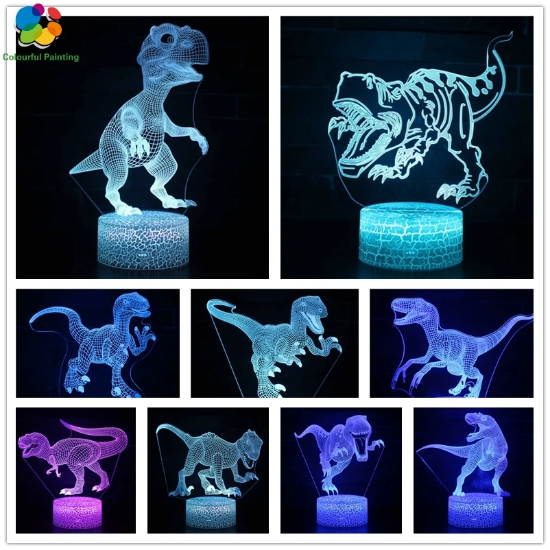 Динозавр дистанционного управления 3D свет светодиодный трещины база Иллюзия