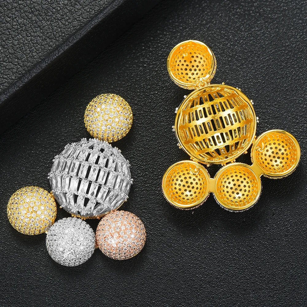 Роскошные серьги-подвески LARRAURI с круглыми шариками свадебные серьги фианитом