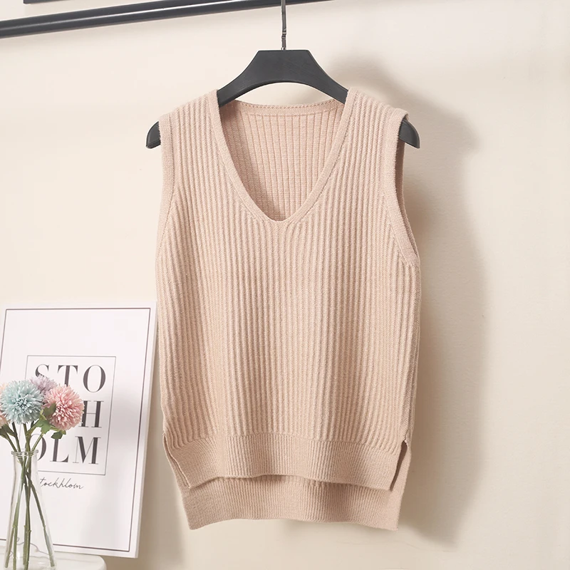 2018 Spring Autumn Vest Women V-neck Slim Sleeveless Knitted Warm Casual Sweater Tops Pullover kz114 | Женская одежда