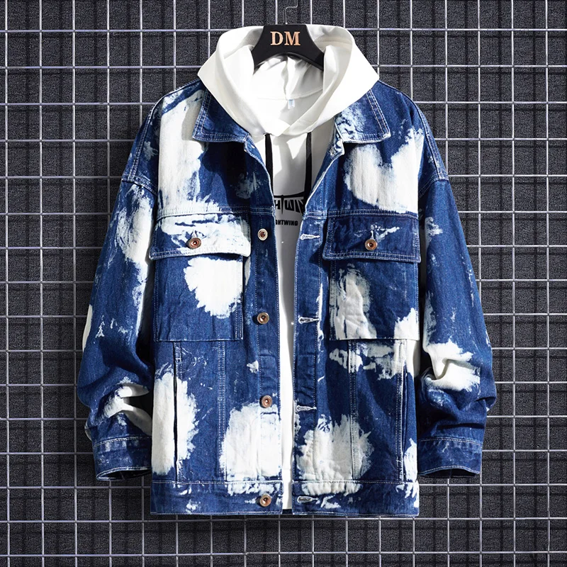 

Men's spring jacket harajuku Outerwear Windbreaker baseball varsity Denim jackets Coat clothing