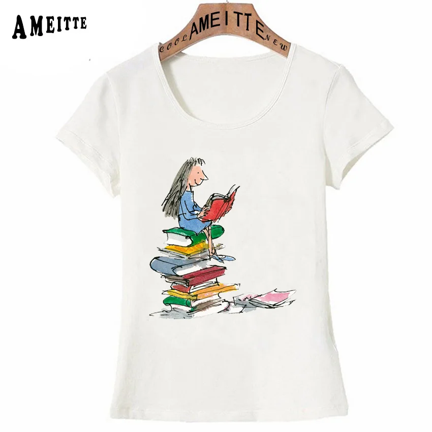 Летняя женская футболка Винтажная Футболка матилда Роальд Даль акварельная с