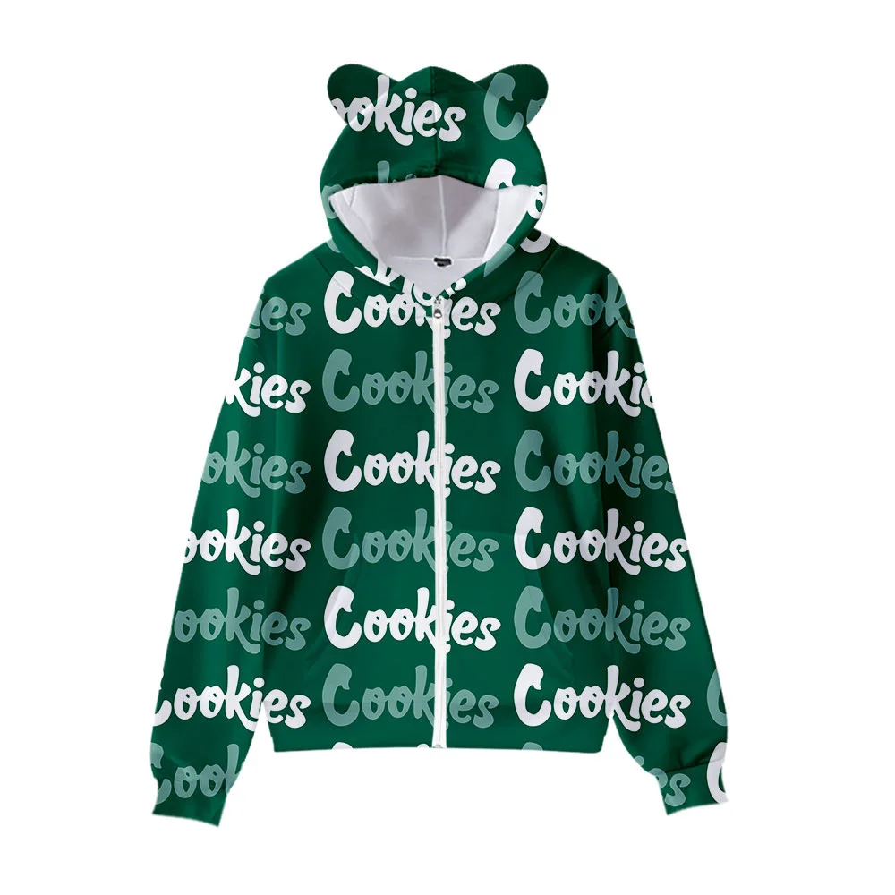 

New Children Adults Cookies Sweatshirt Hoodies Kawaii Cat Ears Zipper Cute Jacket Boys Girls Streetwear Tracksuit Outcoat Tops