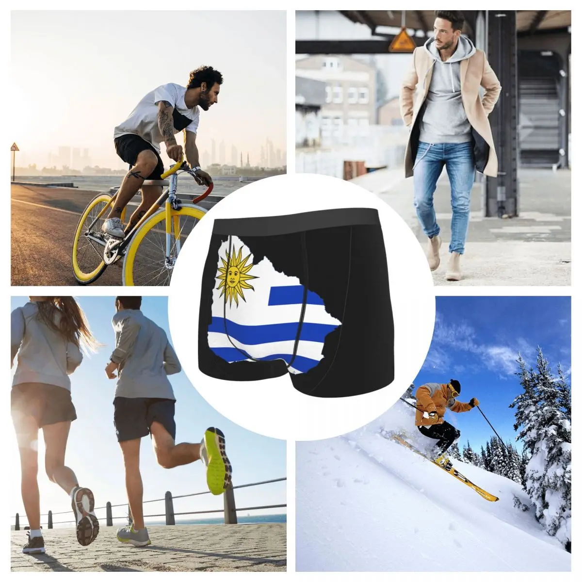 Flag Map Of Uruguay Men's Boxer Briefs R301 Funny Novelty elastic pants for men