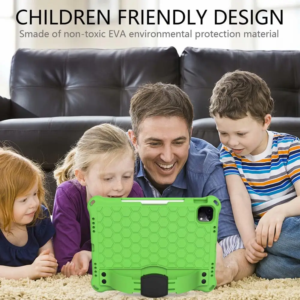 

Skin Shell IPad Pro 11 Case 2020 Kids Shockproof Safe EVA Tablet Protective Cover Stand Cover With pen slot Funda+Strapsshell