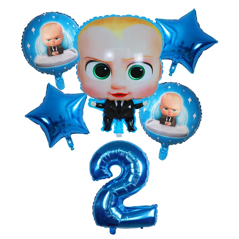 6 шт./компл. 30 дюймов номер Мультфильм босс из фольги Воздушные шары воздушные с