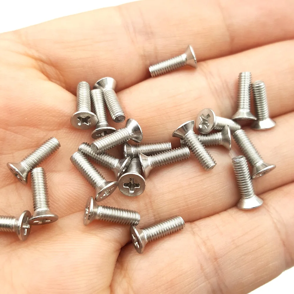 

50PC 304 Stainless Steel M3*10mm Flat Phillips Screw