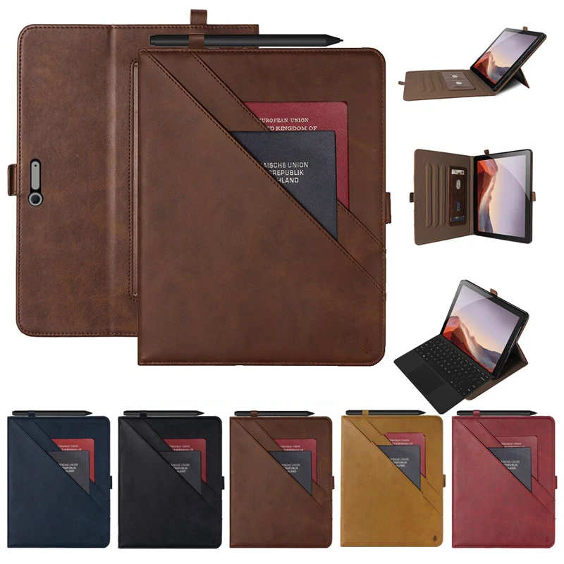 Кожаный чехол книжка для Microsoft Surface Pro 4 5 универсальный бизнес карт смарт Pro6 7 12