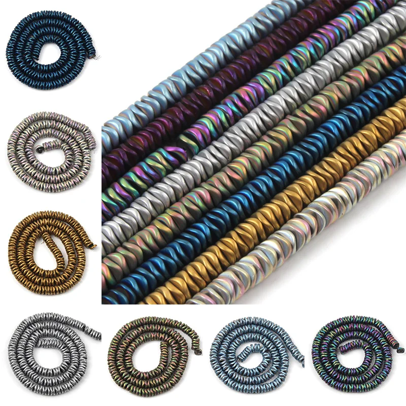 Матовые плоские бусины из Натурального Гематита круглые свободные разделители