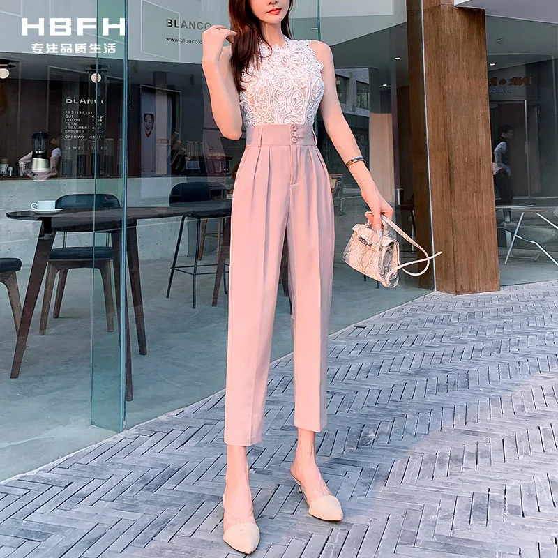 

Women's summer thin commuter suit pants with high waist and small feet
