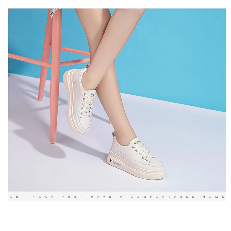 

A Thick Shoes Summer Leather White Shoes Hidden Wedge Korean Version of the Wild Leisure Shoes Breathable Mesh