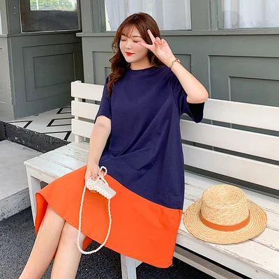 

Contrast Dress For Women Splicing Ruffles Robe Longue Femme Loose Ladies Dresses Vestidos De Fiesta De Noche Summer Sundress