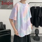 Футболка Zongke с принтом тай-дай в стиле Харадзюку, летняя уличная одежда, Забавные футболки с графическим принтом для мужчин, одежда в стиле хип-хоп, 2XL, Новое поступление 2022