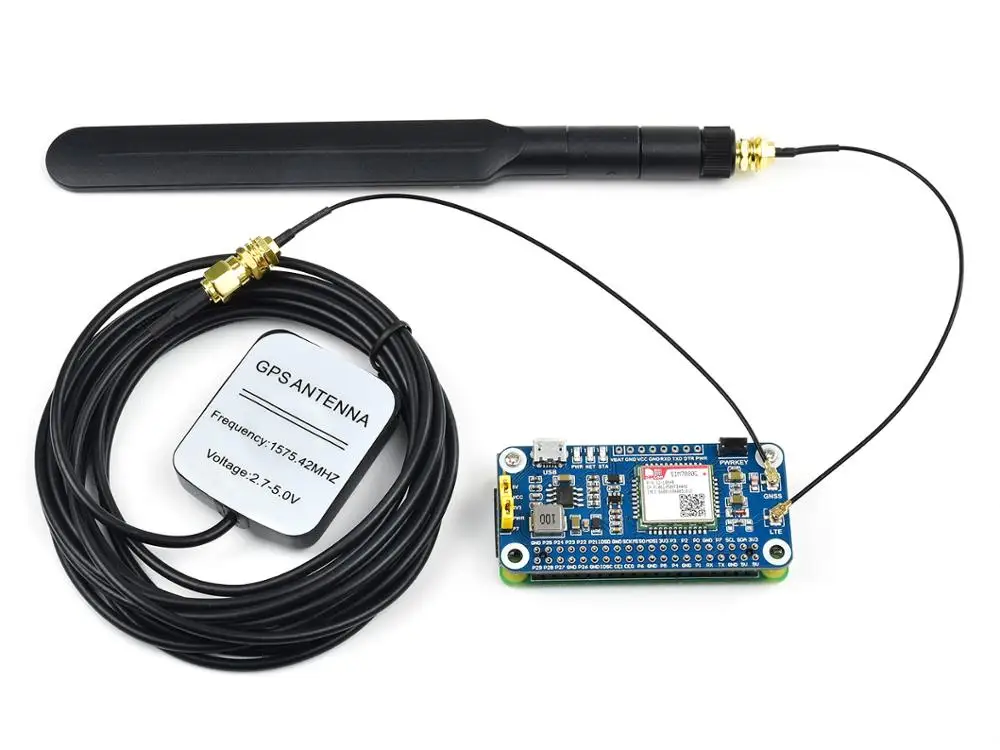 Шляпа Waveshare NB IoT/Cat M (eMTC)/GNSS для Raspberry Pi на основе SIM7080G применима по всему