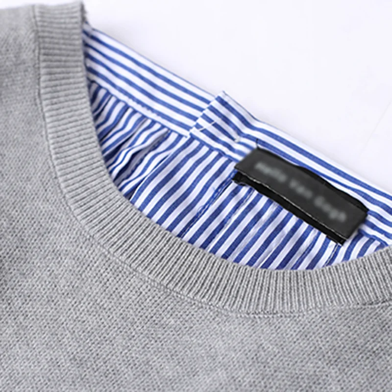 

CHICEVER Casual Sweater For Women O Neck Flare Long Sleeve Patchwork Back Striped Hit Color Pullovers Female 2020 Autumn Clothes