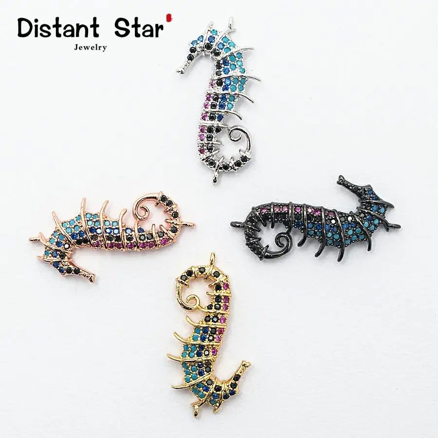 

Copper Seahorse Miniature Connector Zircon Necklace Bracelet Stud Earrings Jewelry Making Interesting Perforations