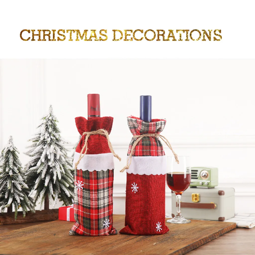 Рождественский Декор для стола обеденная вечеринка красное вино Рождество Санта