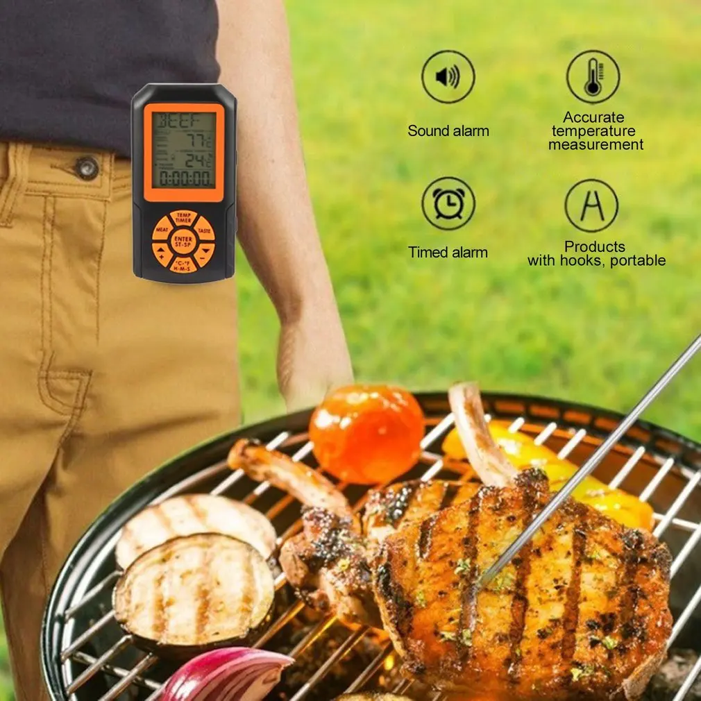 Цифровой дистанционный беспроводной пищевой кухонная печь термометр зонд для