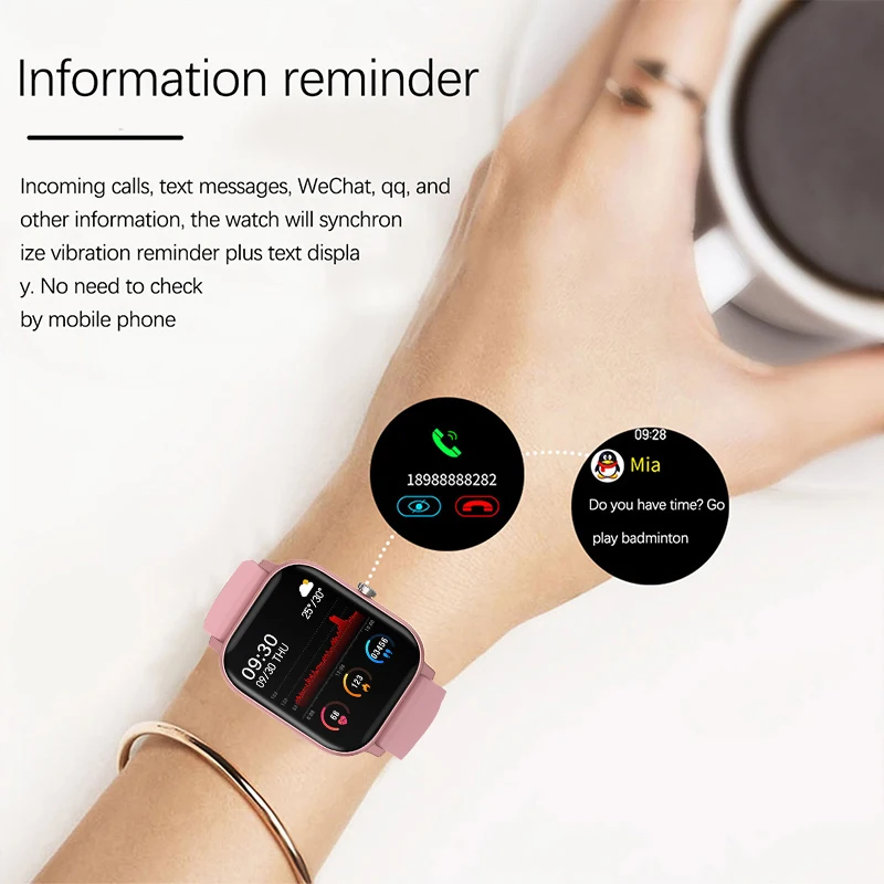 

2021 New Smart watch Men's and Women's Sports leisure Heart rate Blood pressure sleep Information reminder Waterproof watch