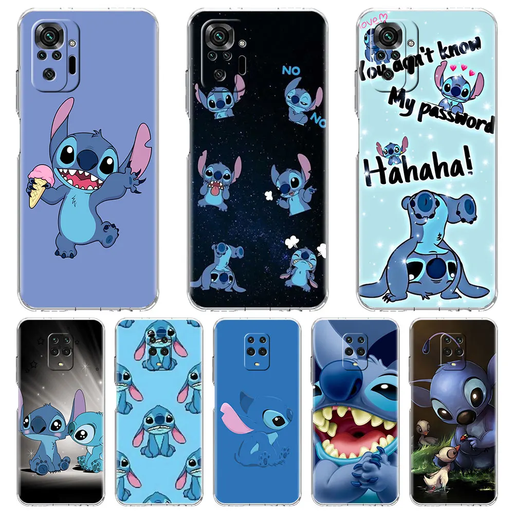 

Прозрачный чехол для Xiaomi Redmi Note 10 K40 9S 9 8 7 Pro, мягкий чехол с рисунком, чехол с изображением Диснея, милый мультяшный Стич
