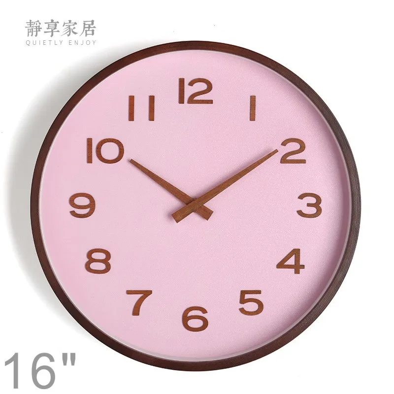 

Nordic Modern Wall Clock Wood Original Silent Watch Home Wooden Needle Pink Wall Watches Home Decor Relogio De Parede Gift FZ790
