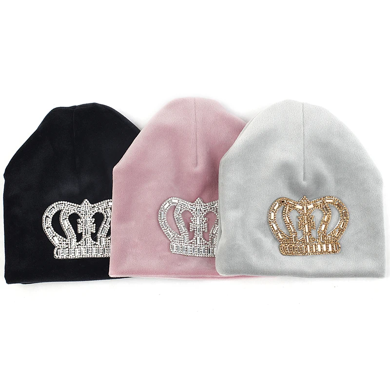 Шапка-корона для новорожденных мальчиков и девочек зимняя мягкая бархатная