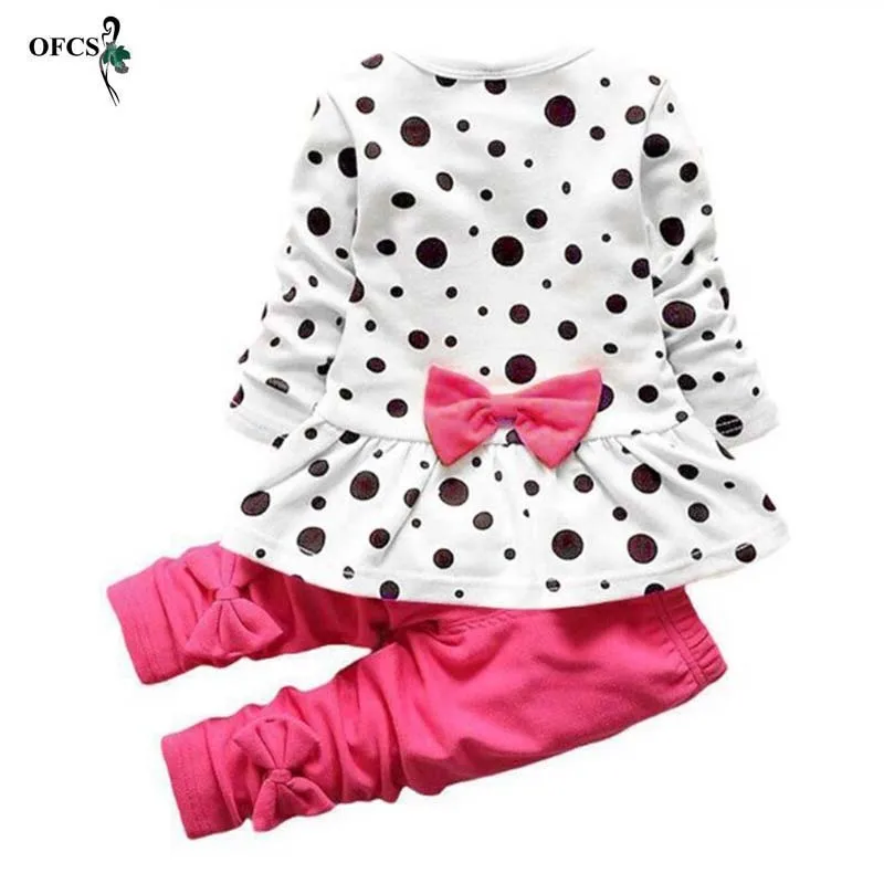 

Детский хлопковый костюм в горошек, с длинным рукавом и бантом