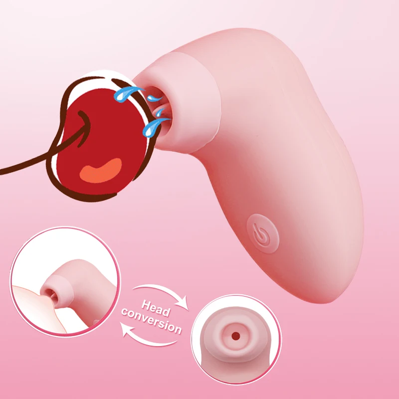 Вибратор для клитора на присосках с лизацией языка сменный стимулятор сосков