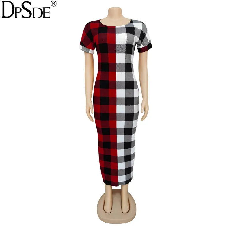 Модное облегающее платье DPSDE с О образным вырезом красного и синего цвета Осеннее