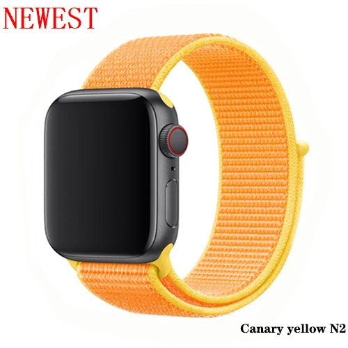 Нейлон pulseira для apple watch band 4 44 мм 40 мм(iwatch 5) apple watch 3 2 1 ремешок 42 мм 38 мм дышащий браслет ремень аксессуары - Цвет ремешка: Canary yellow N2