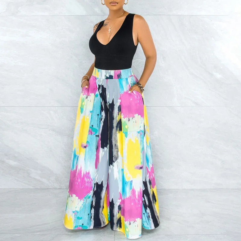 

Женские широкие брюки с завышенной талией, повседневные брюки в европейском и американском стиле