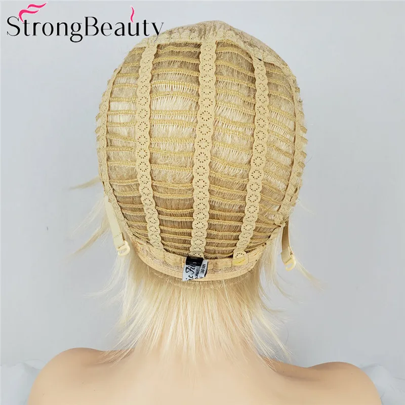 StrongBeauty короткие прямые парики натуральные волосы женские синтетические парики слоистые стриженные волосы парики