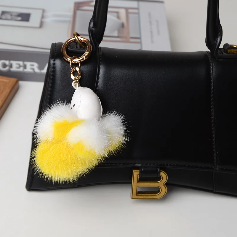 Модный креативный подарок из меха норки маленькая соломенная сумка Подвеска