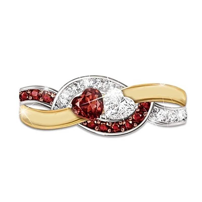 OMHXZJ Wholesale RR1250 European Fashion Fine Woman Girl Party Birthday Wedding Gift Heart AAA Zircon 18KT Gold White Ring | Украшения и