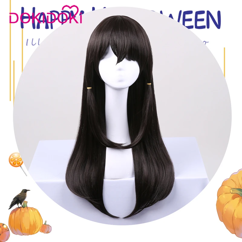 Парик DokiDoki из игры/Аниме Косплей парик Touhou Project Bkack прямые женские волосы Хэллоуин