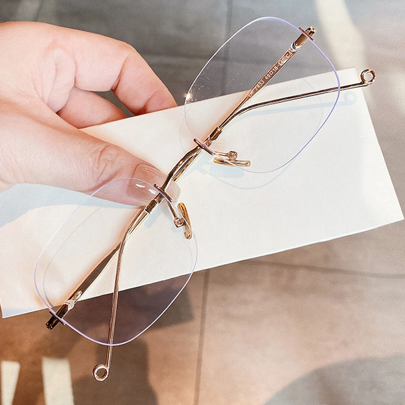 

Vintage Rimless Small Square Clear Glasses For Women Vintage 2020 New Anti-blue Light Computer Eyeglasses Men Ultralight Eyewear