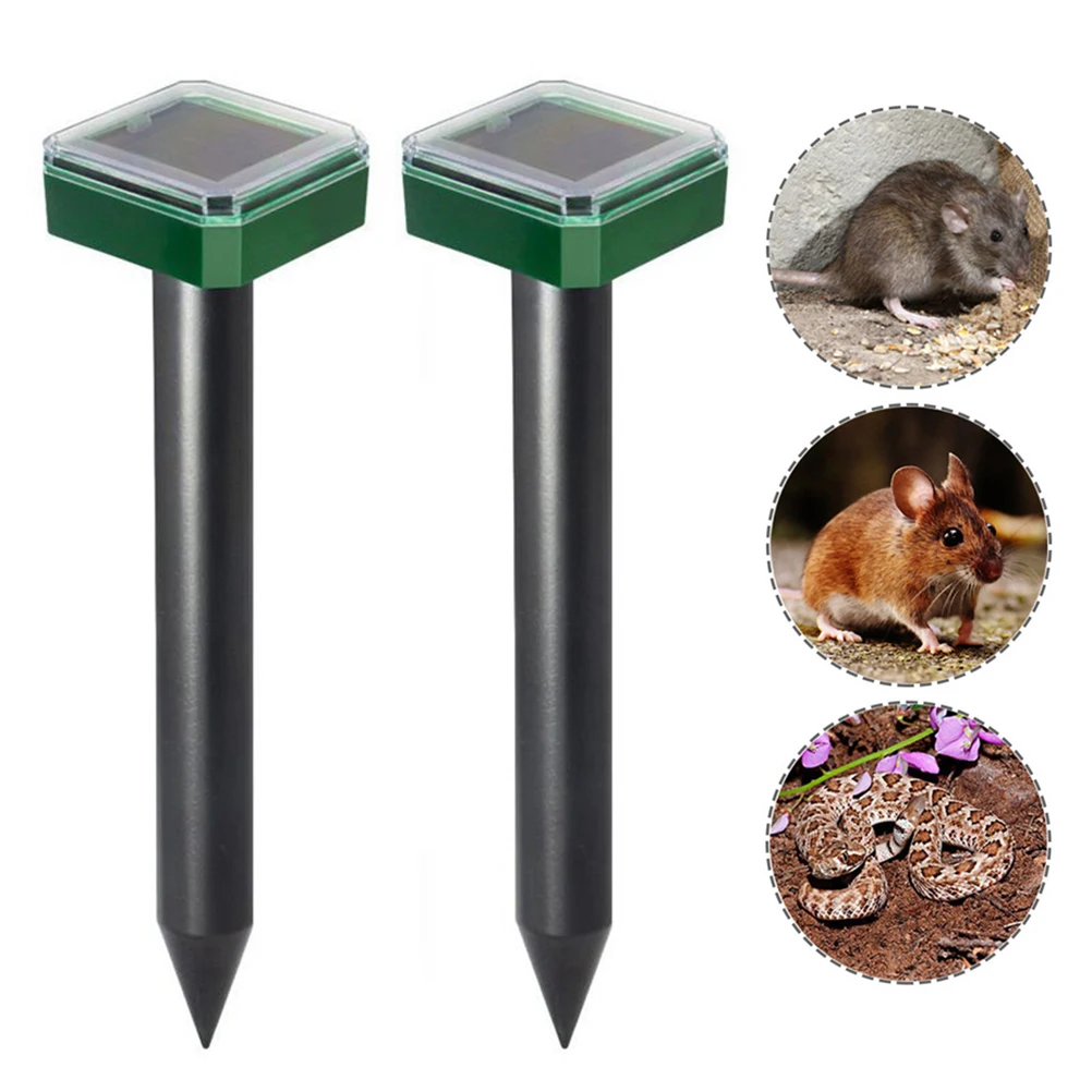 

2 Pcs Outdoor Ultrasonic Solar Pest Repeller Garden Mole Repellent Power Ultrasonic Mole Snake Bird Mosquito Mouse Control