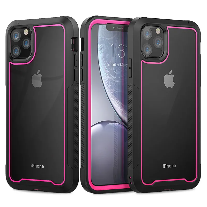 Rose Red Прочный противоударный Прозрачный чехол для телефона для iPhone 11 Pro Max 7 8 6S 6 Plus XS Max XR X амортизация бампер гибридный Чехол - Цвет: Rose Red