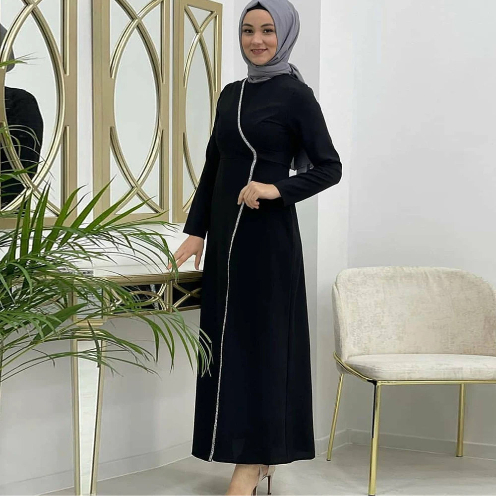 Женское длинное мусульманское платье, черная мусульманская одежда
